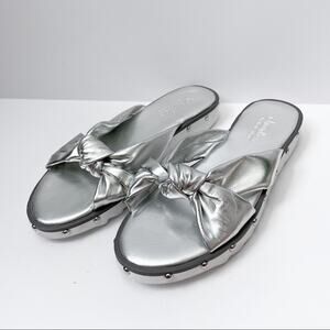 Charles by Charles David Silver Sandals Studded Slip On Slides 6.5M